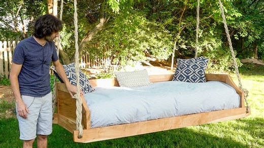 Porch Bed Swing from a Chainsaw Milled Ash Log