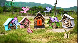 NEROSUN Mason Bee Houses for The Garden, Wooden Bee Hive, Hanging Insect Hotels for Pollinator Bees, Ladybugs, Carpenter Bee House (Pink)