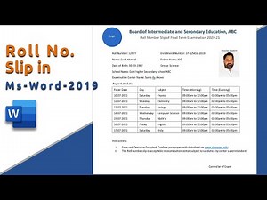 How to Create Exam Roll Number Slip in Ms word 2019 | Making Exam Slip in word