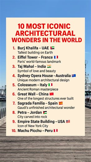 From ancient masterpieces to modern icons — the world never stops amazing us 🏙️🌏 Which one have you seen or want to visit? #Architecture #ArchitecturalWonders #TravelGoals #WorldWonders #BucketListTravel | Tan Talks