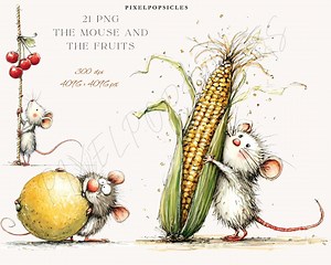 Mouse Clipart: 21 Whimsical Animal PNG Illustrations (digital Download) - Etsy