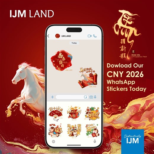 IJM Land Berhad on Instagram: "More HUAT. More ONG. More Joy! 📲 Download our exclusive WhatsApp Stickers and send prosperity and joy in every chat. ✨ 🤳🏻 Claim your FREE stickers now: https://getstickerpack.com/stickers/ijm-cny-2026 1️⃣ Install the Sticker Maker Studio app on your phone. 2️⃣ Tap “Install Stickers” and add to WhatsApp. 3️⃣ Start sharing blessings, laughter and 'HUAT' vibes! Spread the festive joy, tag your friends & family and let the celebrations begin! &#
