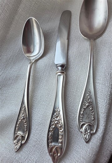 Vintage 1847 Rogers Bros Silverplate Flatware Set - Marquise Pattern: Teaspoon, Butter Knife, Tablespoon - Etsy