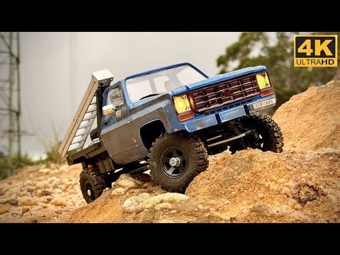 Big Screen RC Run 4K Video: FMS FCX18 Blue K10 Flatbed Mod by @fairrc + Custom Weathering