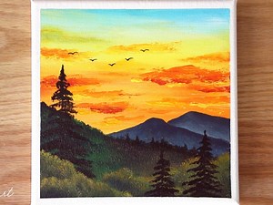 1.2K views · 44 reactions | Easy Acrylic Painting Sunset Forest Painting Painting Tutorial For Beginners 70 | Painting & Drawing Techniques | Facebook