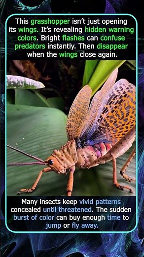 Grasshopper Reveals Hidden Colors To Scare Predators
