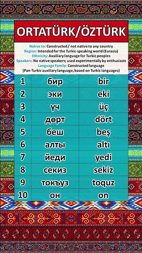 NUMBERS IN THE ORTATÜRK/ÖZTÜRK LANGUAGE