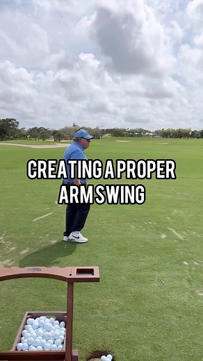 Mike Adams on Instagram: "CREATING A PROPER ARM SWING In golf swing the arms move right of our chest and left of our chest. This is achieved by allowing the trail arm to bend in the backswing and the lead arm to bend in the through swing. The way in which you naturally bend your arms will affect your swing direction and the grip that matches it, there is no one size fits all. Allowing the arms to swing creates speed so it is imperative that they are loose enough to let this happen. Tight arms, w