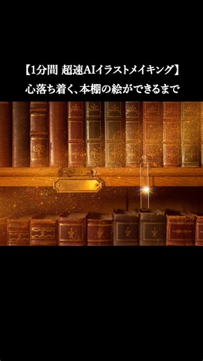 【癒やし】AIが描く静かな図書館の本棚｜1min Speedpaint #aiイラスト #イラスト #イラストメイキング