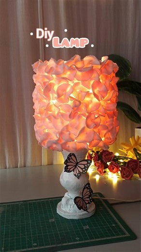 Turned simple waste into this dreamy DIY lamp ✨🌸#DIY #DIYLamp #DIYDecor #DIYCrafts #CraftIdeas