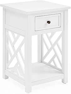 Coventry Wood End Table with Drawer and Shelf, Traditional Styling for Living Room Decor, 11 3/4 in. W x 11 3/4 in. D x 14 1/4 in. , Easy to Assemble, Loft/Cottage/Teen/Apartment