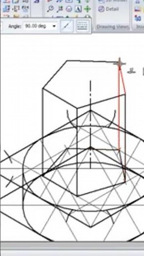 Pentagonal prism on cylinder in Isomertric Projection #isometric #drawing #caed