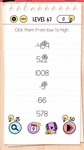 Brain test level 67 click them from low to high. #youtubeshorts #braintestsolution #shortvideo #yt