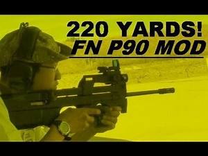 Ruger 10/22 in FN P90 Stock! Shooting 220 Yards!