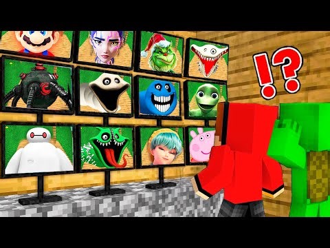 JJ and Mikey Watching for all ROBLOX HUNGRY WORM , Rumi , GRINCH on CAMERAS Minecraft Maizen