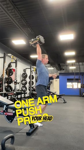Develop upper body power with the one arm push press (use kettlebell or dumbbell)