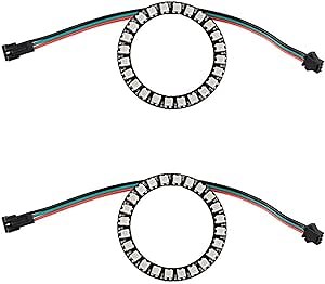 2PCS 24 Bits WS2812 5050 RGB LED Ring Lamp Light Stage Light with Integrated Full Color RGB Ring Drivers for Arduino Raspberry Pi ESP32