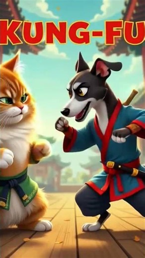 CHAT VS CHIEN KUNG-FU #cat #funny animal #kung fu #dog