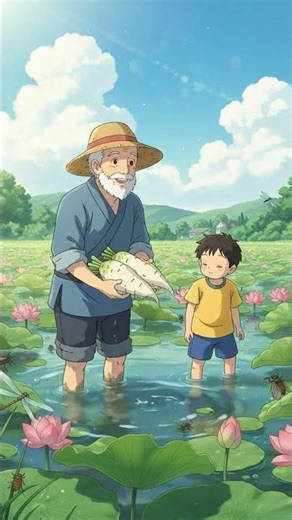 Peaceful Summer Morning at The Lotus Pond | GhibliStyle-ASMR #shorts