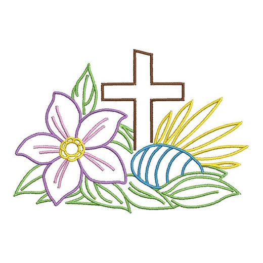 Easter Cross With Lily (satin Outline) Embroidery Design Files - Etsy