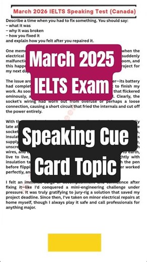 March 2025 IELTS Exam Speaking Topic #ieltsspeaking #ieltsspeakingtopic #ieltsexam