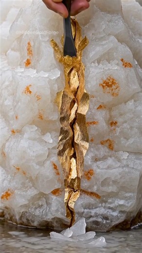 Gold Vein Found Inside Stone – Melted Into Bullion! 😳🔥 #shorts #gold #mining #asmr