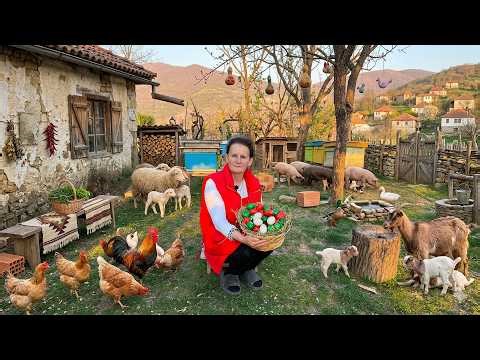 Cooking a Traditional Easter Feast Over Fire 🔥 | Homemade Bread & Roasted Meat