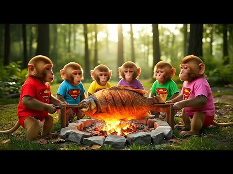 Monkey Catches a Giant Fish and Cooks It at Home — Unbelievable!