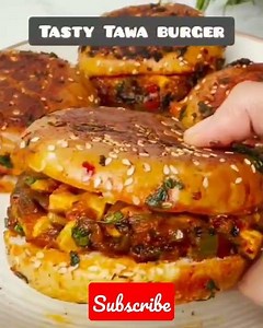 paneer burger recipe | masala burger | tawa masala paneer burger