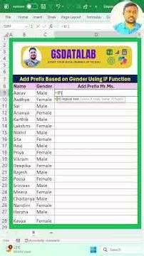 Add Prefix Based on Gender Using IF Function in Excel