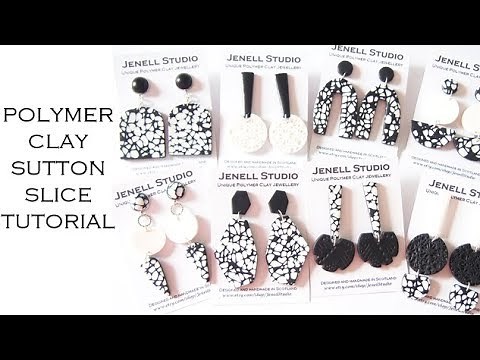 Black and White Sutton Slice Polymer Clay Tutorial and Earrings Collection
