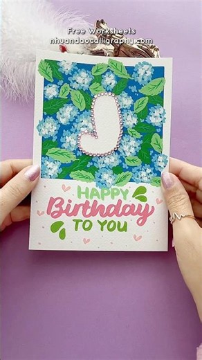 DIY Letter J Birthday Card With Floral Pearl Art