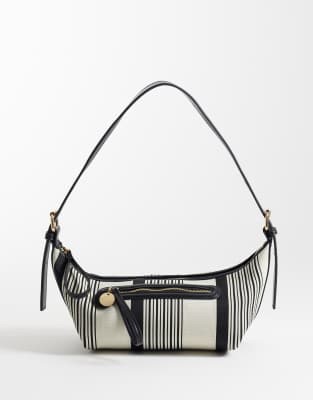 ASOS DESIGN canvas shoulder bag in mono stripe | ASOS