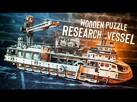Assembly Working Wooden Research Vessel | Ugears 3D Model | Speed Build & Review | ASMR