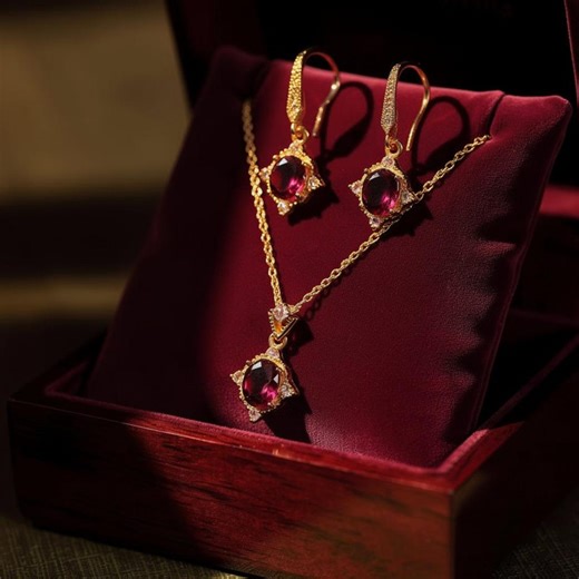 18k Gold Plated Red Jewelry Set, Red Art Deco Earrings, Bridgerton Earrings, Ruby Bridal Jewelry Set, 1920s Jewelry, Bridesmaid Earrings - Etsy