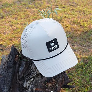 [Hot Item] Hot Laser Cut Hole Waterproof Hat Performance Hat 5 Panel Golf Hat Strap Rope Hat Outdoor Hat