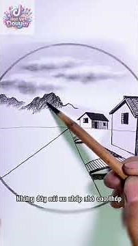 Cách vẽ phong cảnh làng quê cực đẹp và đơn giản trong 1 phút #shorts