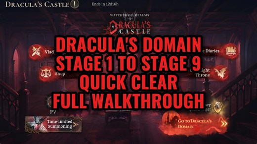 DRACULA'S DOMAIN STAGE 1 TO STAGE 9 FULL WALKTHROUGH #watcherofrealms #draculascastleevent | Kooky Chronicles