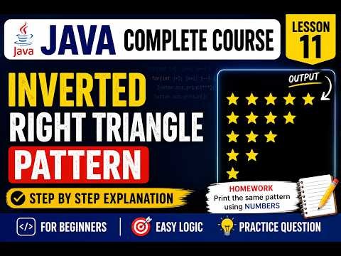 Inverted Right Triangle Pattern in Java | Nested Loop | Java Complete Course #11