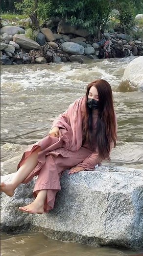 Pink Outfit in Nature 🌸 | Beautiful River View & Slow Motion Fashion ✨ #shorts #viral #viralvideo