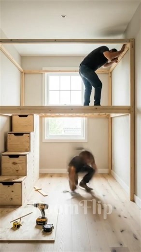 The Cutest Tiny Loft Bed Ever! #interiordesign #bedroommakeover