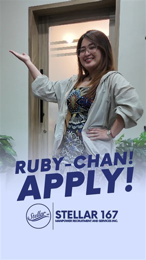 101K views · 748 reactions | Ruby-chan! Hai! Tara, apply na! Made by: Creative Juice Production #humanresources #career #Stellarmanpower #jobseekers #recruitmentagency #stellar167manpowerph #fyp #fypシ #foryoupage #manpower #manpowerservices #recruitment | Stellar 167 Manpower Recruitment and Services Inc. | Facebook