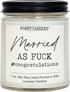Funny Wedding Gifts for Couples - Bachelorette Gifts for Bride, Bridal Shower Gift for Bride and Groom, for Her, Newlyweds, Lavender Scented, 100% Soy Wax, Handmade in USA