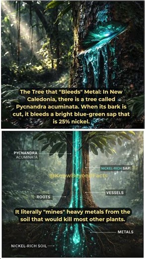 The Tree That Bleeds Metal 😳🌳 #facts #sciencefacts #ytshorts