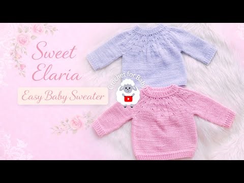 How to Knit Easy Baby Sweater or Jumper \\ Sweet Elaria with step by step Short Rows LEFT HANDED
