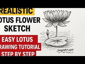 Realistic Lotus Flower Sketch | Easy Lotus Drawing Tutorial Step by Step#pencildrawing #sketch