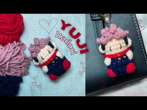 Yuji Itadori Crochet Tutorial 🧶 | Easy Anime Amigurumi Keychain