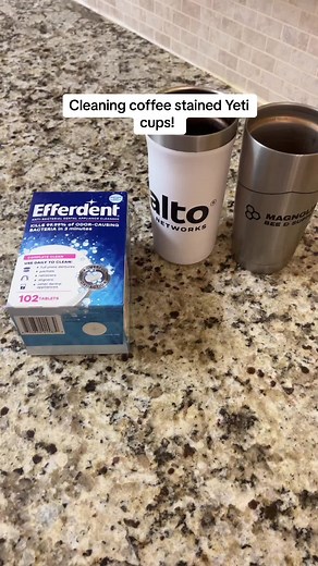 @YETI Using Efferdent to clean my coffee stained yeti cups!! #clean #stained #efferdentclean #trending #itworked #wowy