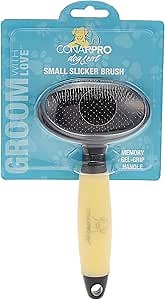 CONAIRPRO dog & cat Dog Brush for Shedding, Small Slicker Brush with Metal Pins, Ideal for Smaller Breeds, Yellow