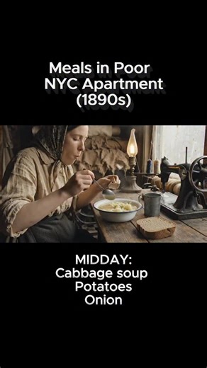 ReSeen on Instagram: "What did a “home-cooked meal” look like in a cramped New York tenement in the 1890s? 🗽🥣 This reel recreates a simple cabbage soup lunch in a poor NYC apartment, based on accounts of immigrant families stretching every potato, onion, and crust of bread to get through the day. #historyreels #nyhistory #immigranthistory #foodhistory #learnoninstagram"